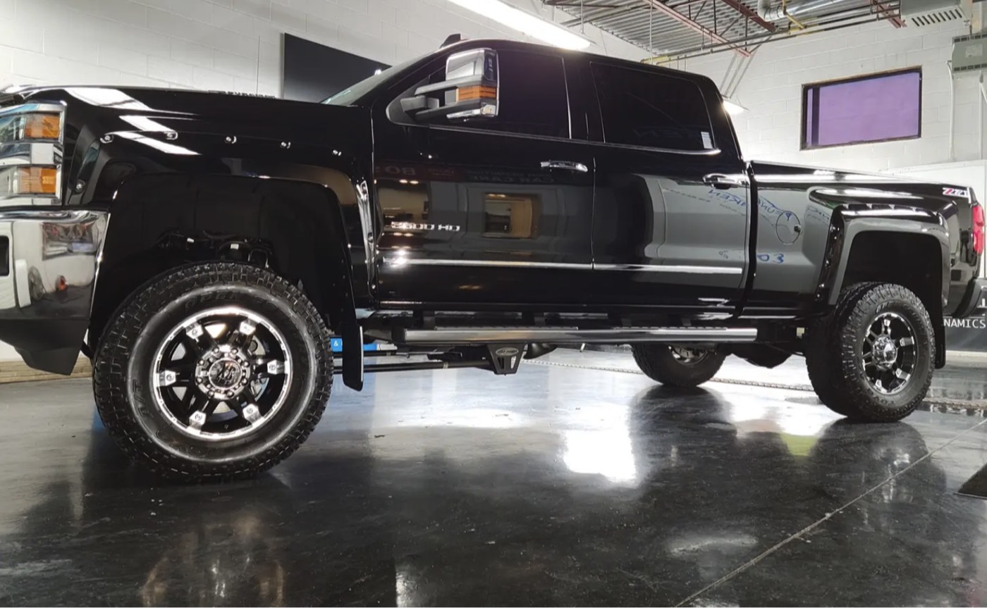 Black Chevrolet Silverado 2500HD detailed at Funken Auto Spa in Guelph, Ontario